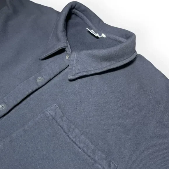 Allen Allen, USA Beach Oversized Jersey Fleece Button Up Shirt VTG Women's S-M - Picture 5 of 9